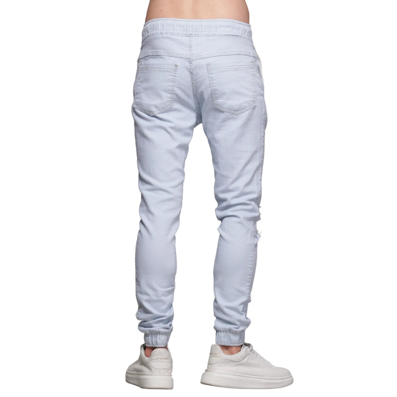 Calça Jogger Masculina Destroyed Délavé Com Cordão Premium