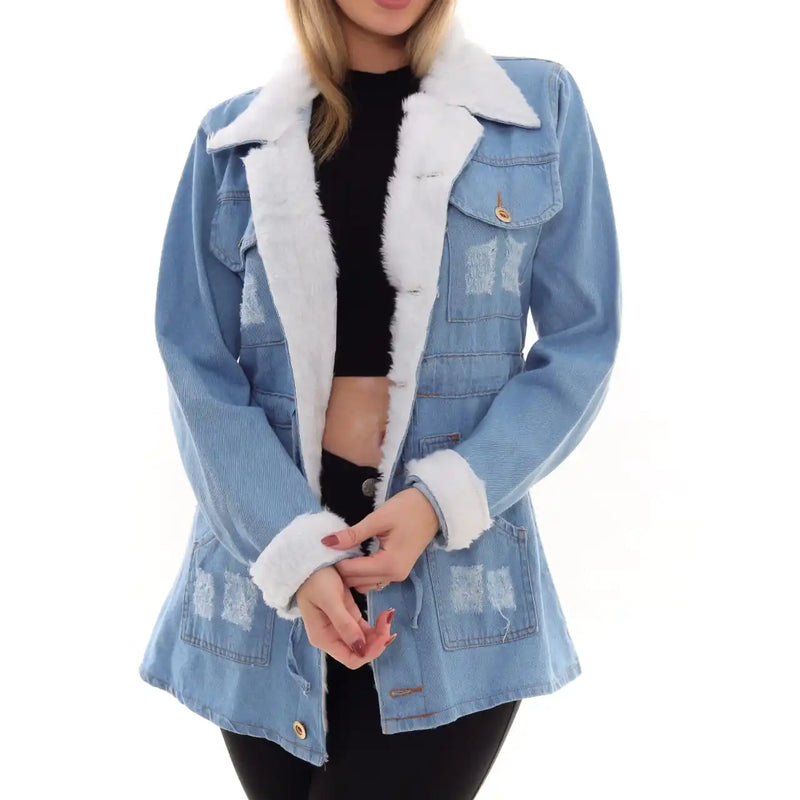 Jaqueta Parka Lavagem Clara Tendência Com Pelinhos Tipo Pelúcia Moda Fashion Outono Inverno