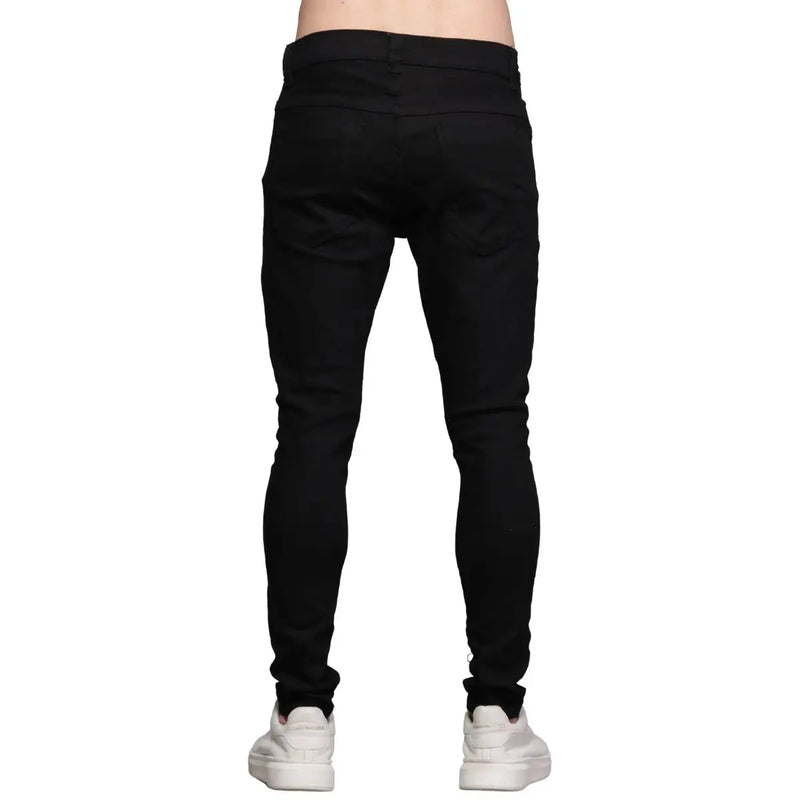Calça Preta Masculina Super Skinny Sarja Lisa Premium Luxo