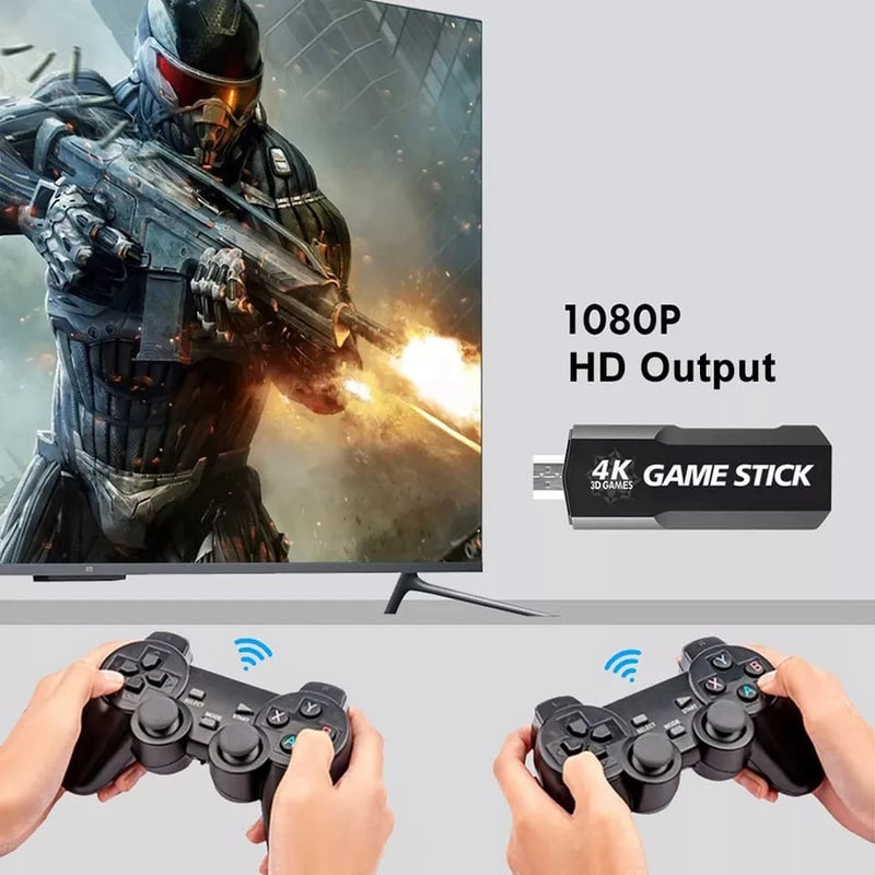 Videogame Stick 10mil 2 Controles Sem Fio Console Original Portatil Jogos Retro Antigo