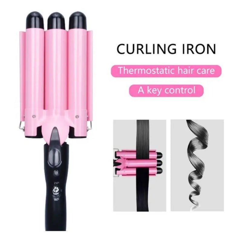 Chapinha Triondas Ondulador Formador Triplo 22mm Modelador de Cachos Onda Cabelo Cerâmica 200°C