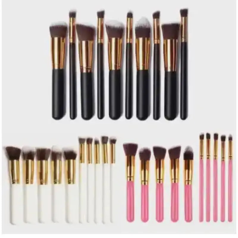 Kit 10 pincel de maquiagem preta Pinceis esfumar contorno Kabuki profissional PRONTO ENTREGA