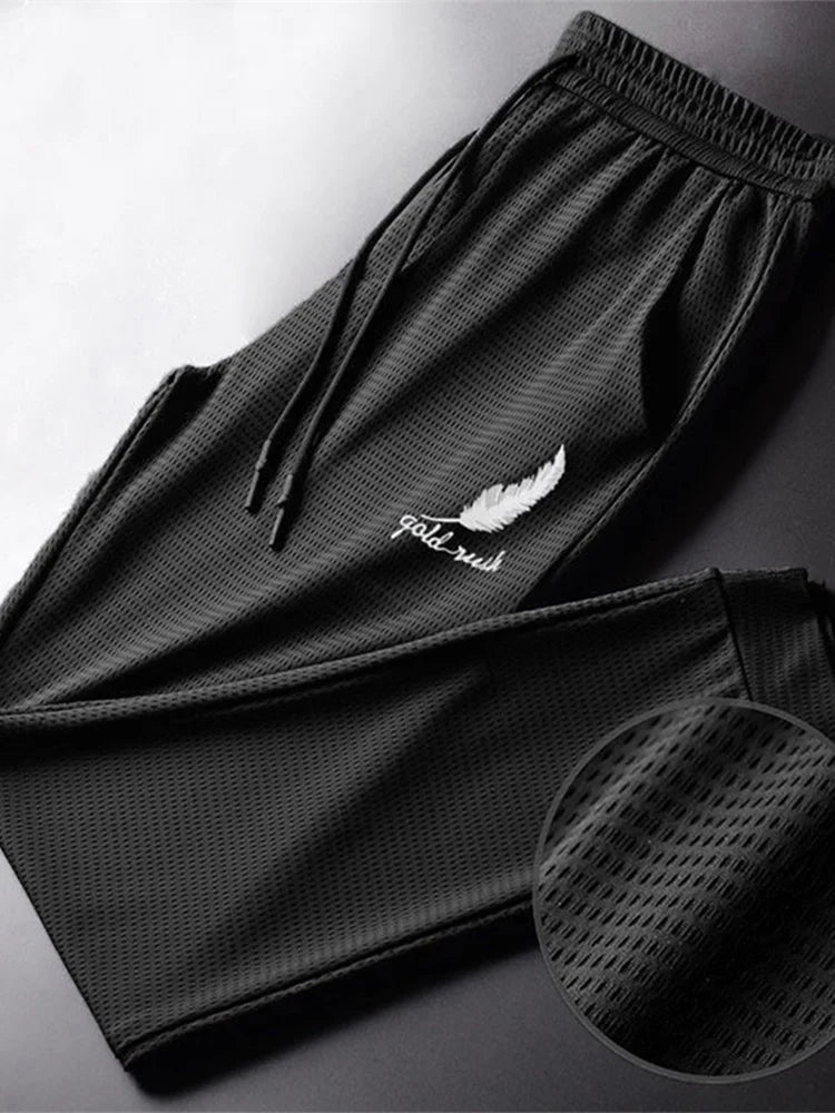 Calça Atlética Amarrada no Tornozelo Respirável Masculina, Calças Leves, Caminhada, Corrida, Treino, Ginásio, Moda