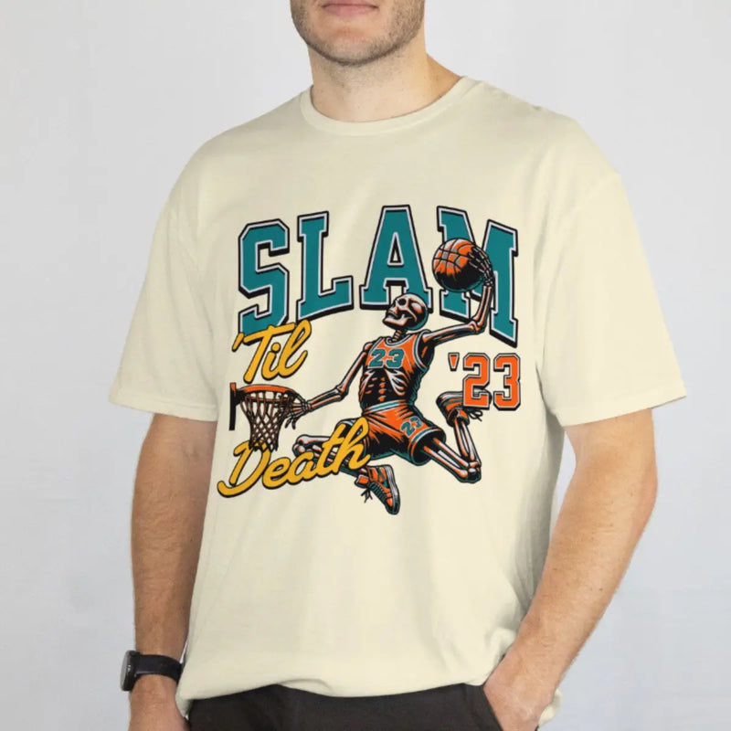 Camiseta Básica Masculina GuGi Esqueleto Basquete Slam Dunk Enterrada NBA 100% Algodão Premium