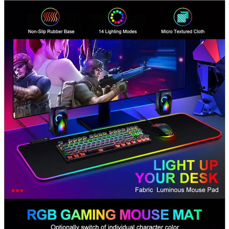 Mouse Pad Gamer Iluminado led Rgb Grande 80 cm por 30 com Mousepad gamer Led com em volta superficie velocidade para jogos