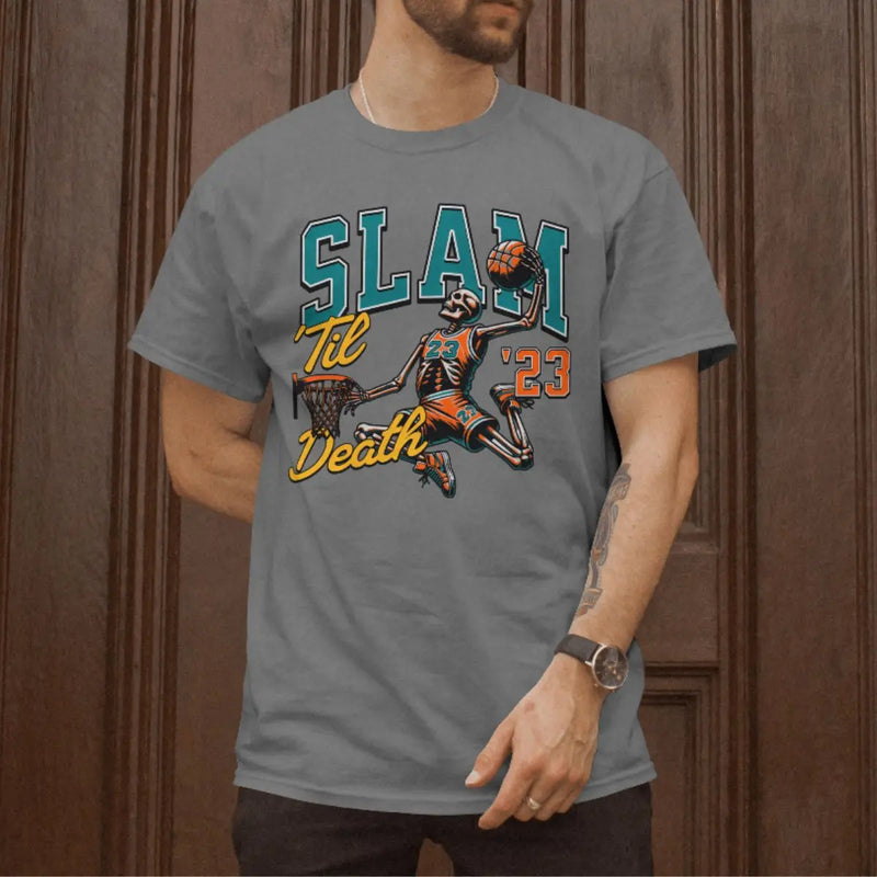 Camiseta Básica Masculina GuGi Esqueleto Basquete Slam Dunk Enterrada NBA 100% Algodão Premium