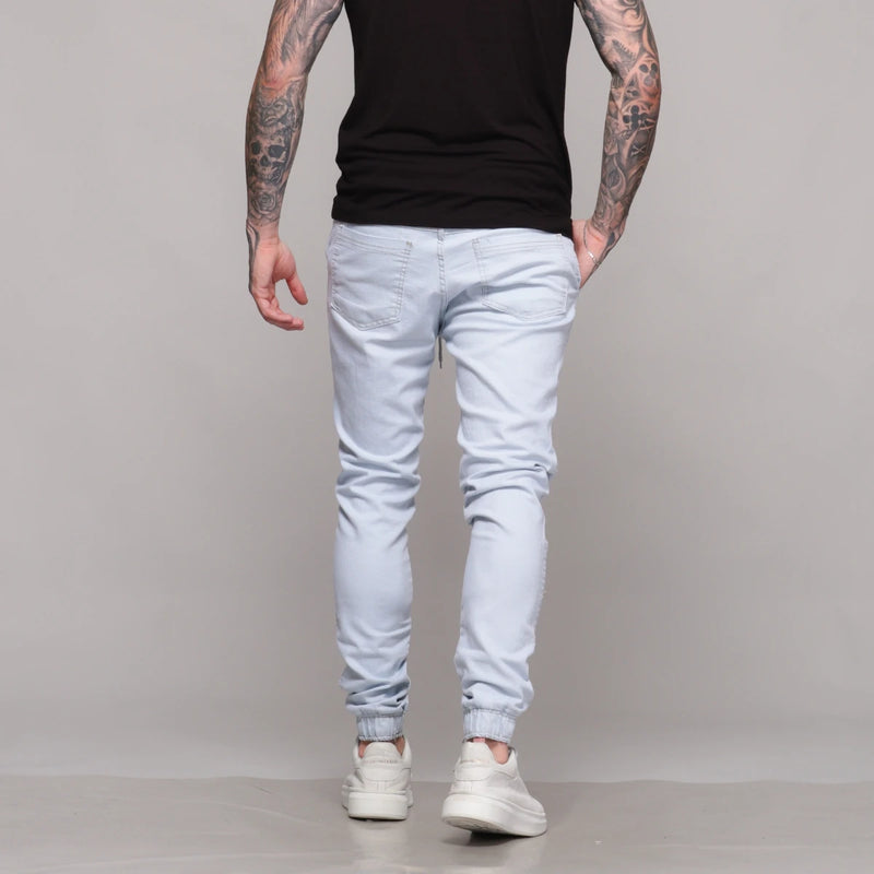 Calça Jogger Masculina Destroyed Délavé Com Cordão Premium