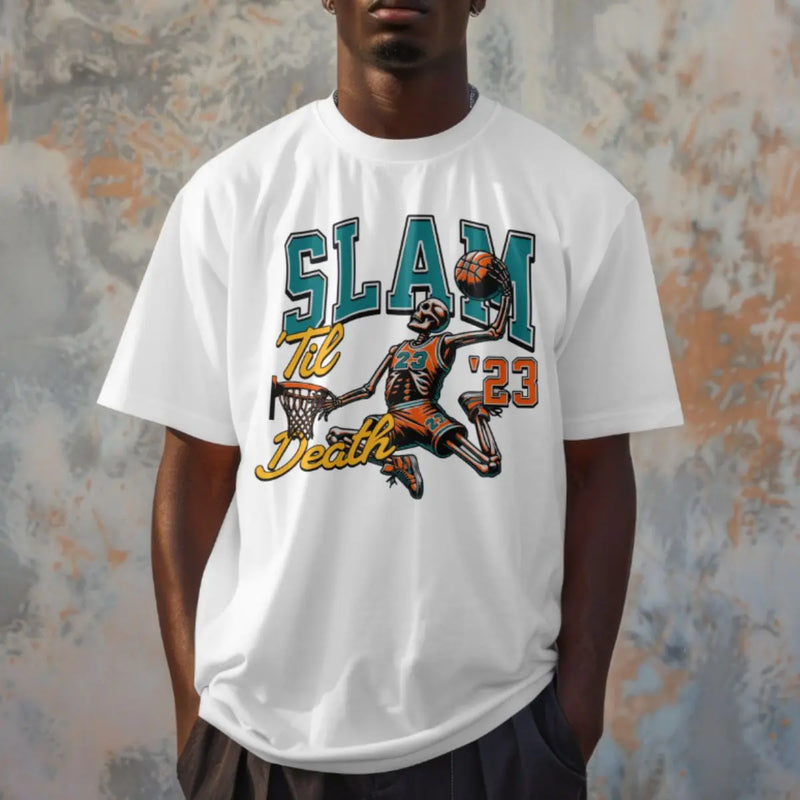 Camiseta Básica Masculina GuGi Esqueleto Basquete Slam Dunk Enterrada NBA 100% Algodão Premium