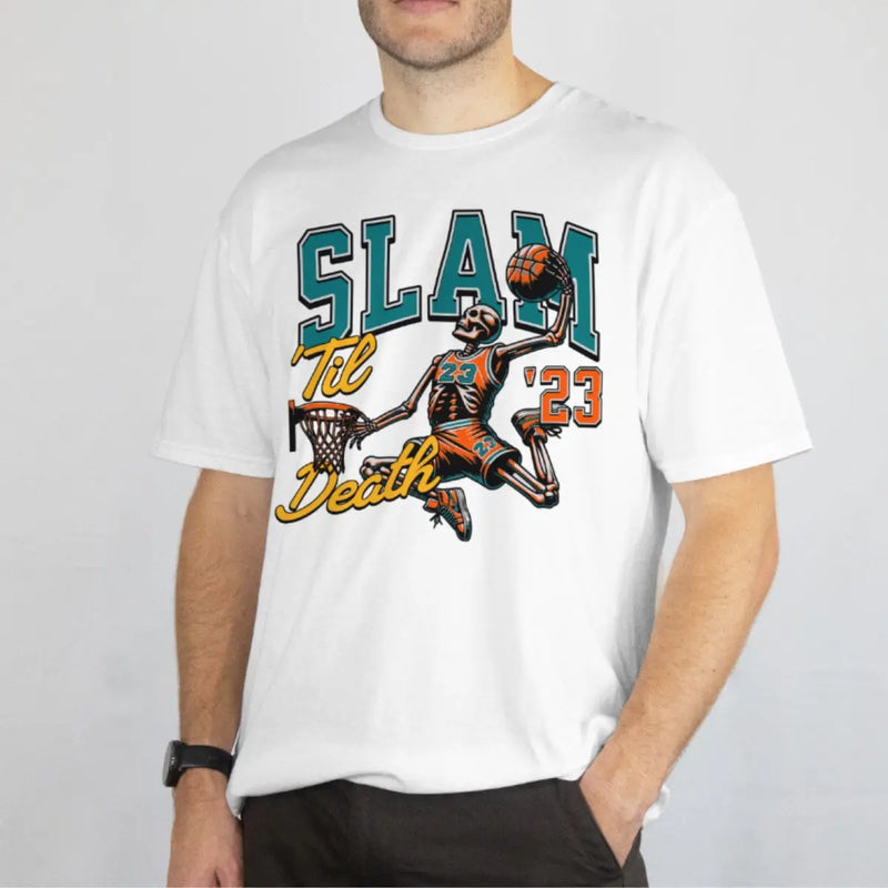 Camiseta Básica Masculina GuGi Esqueleto Basquete Slam Dunk Enterrada NBA 100% Algodão Premium
