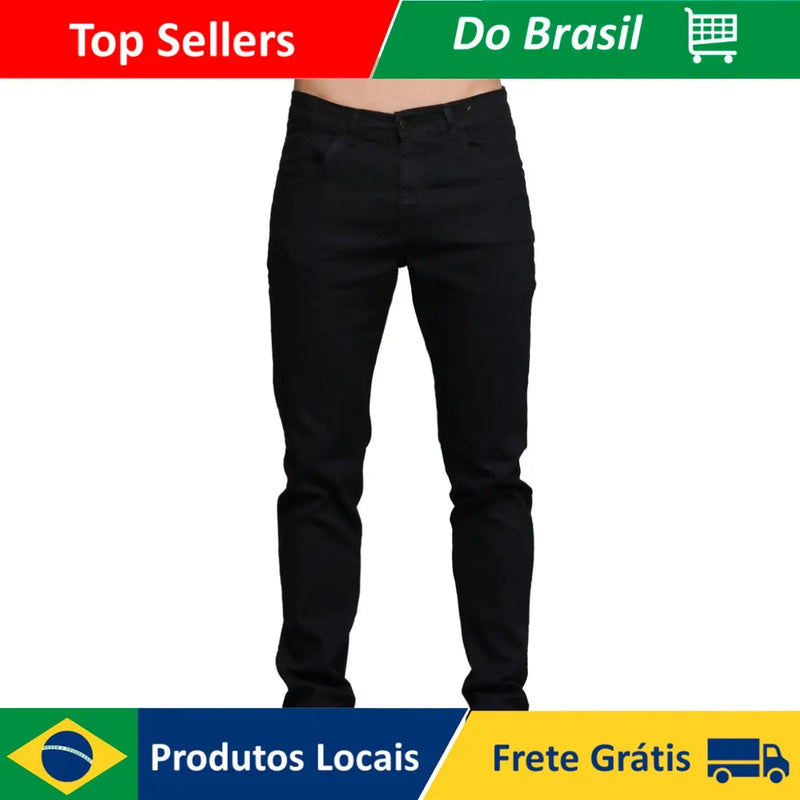 Calça Jeans Masculina Skinny Preta Black Vip Tendência Luxo