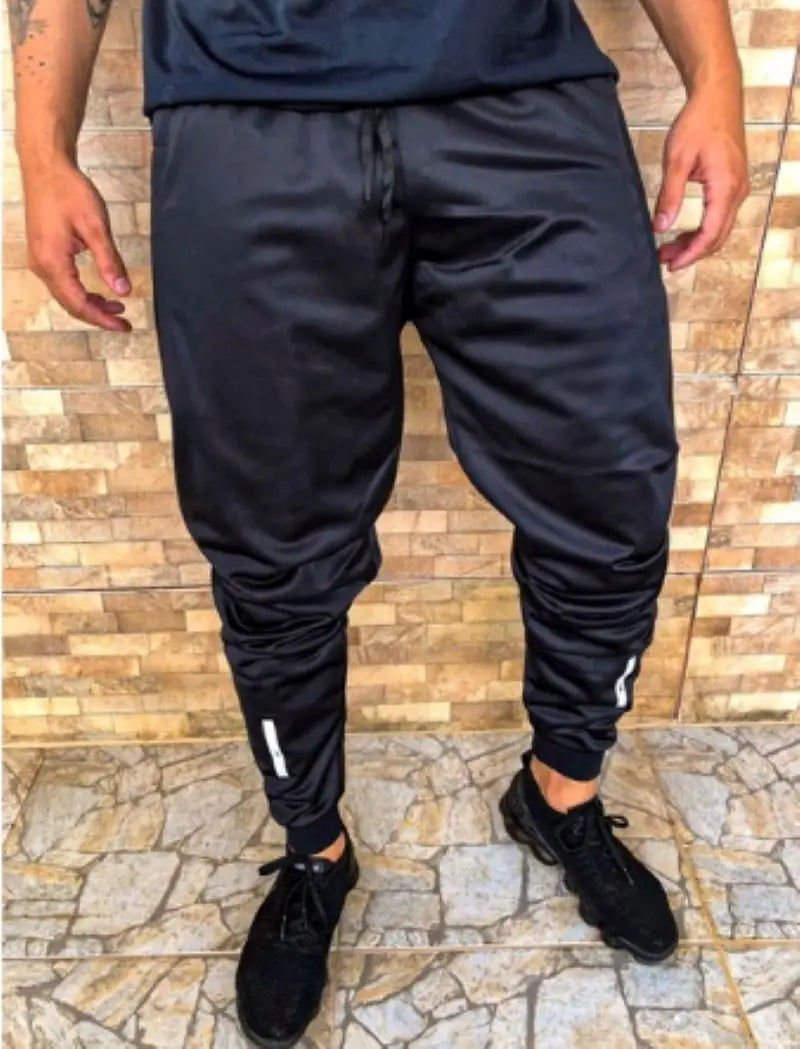 Calça esportiva fina de seda de gelo masculina, estilo solto, calça casual seca rápida, longa respirável,alta elasticidade,verão