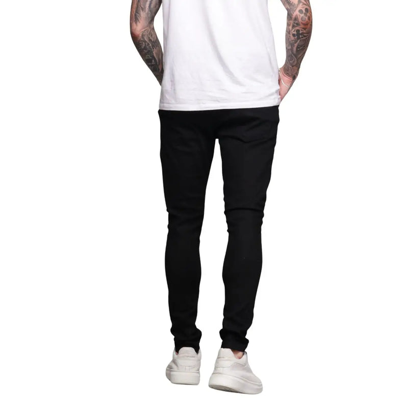Calça Preta Masculina Super Skinny Sarja Lisa Premium Luxo