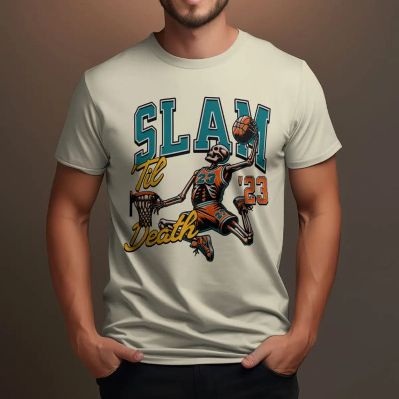 Camiseta Básica Masculina GuGi Esqueleto Basquete Slam Dunk Enterrada NBA 100% Algodão Premium