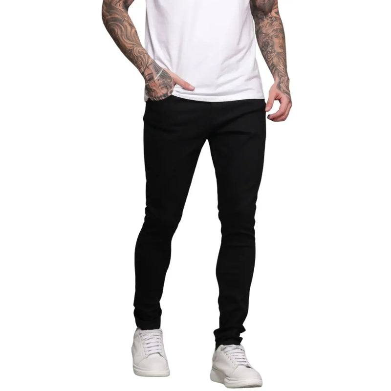 Calça Preta Masculina Super Skinny Sarja Lisa Premium Luxo