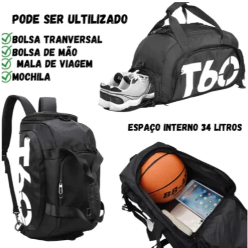 Bolsa Mala T60 viagem academia treino mochila esportiva fitness impermeável