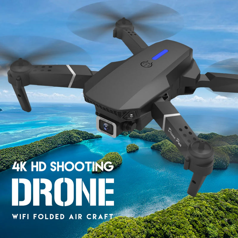 Novo drone profissional e88 wifi fpv grande angular hd 4k 1080p câmera altura segurar dobrável quadcopter presentes das crianças brinquedos