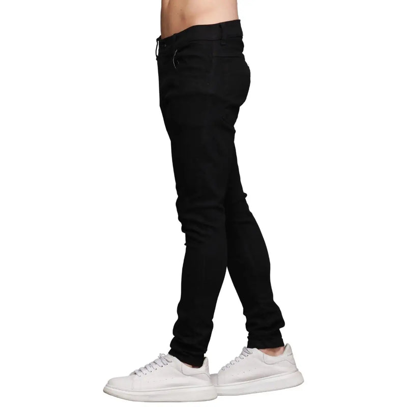 Calça Preta Masculina Super Skinny Sarja Lisa Premium Luxo