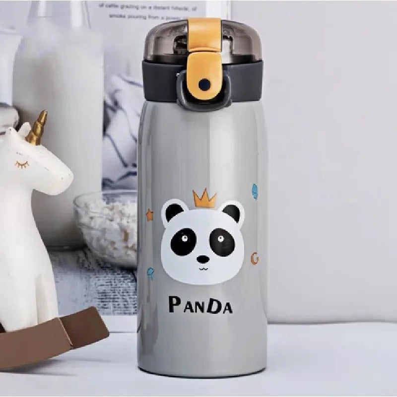 arrafa Térmica de 350ml De Aço Inox Vedação Completa Infantil Com Canudo De Silicone Flexível