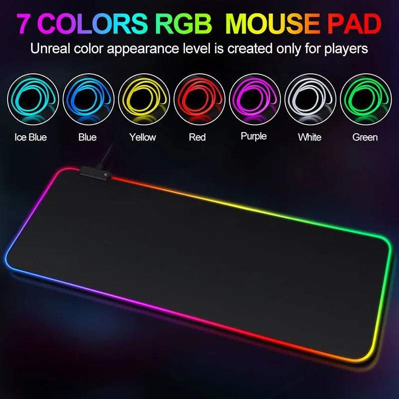Mouse Pad Gamer Iluminado led Rgb Grande 80 cm por 30 com Mousepad gamer Led com em volta superficie velocidade para jogos