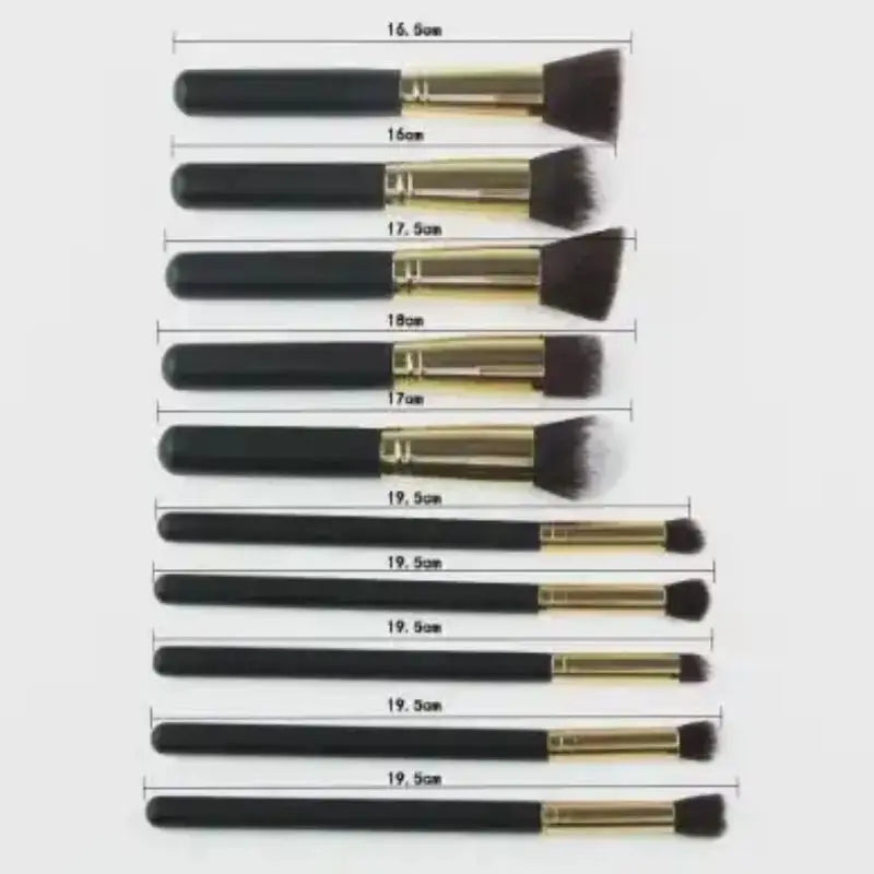 Kit 10 pincel de maquiagem preta Pinceis esfumar contorno Kabuki profissional PRONTO ENTREGA