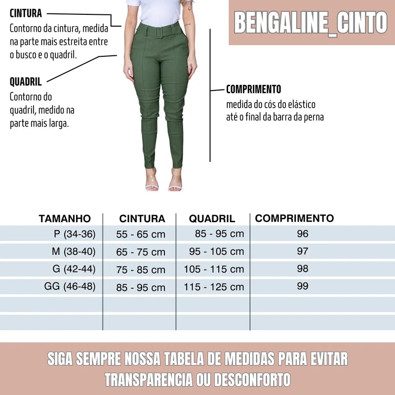 Calça Feminina de Trabalho com Cinto e Bolso