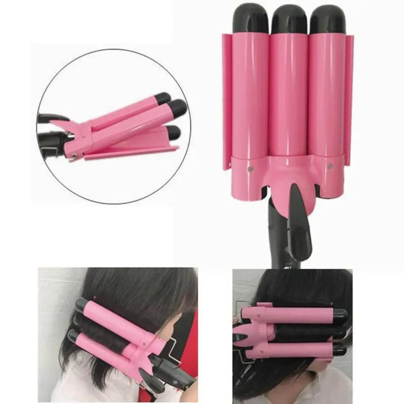 Chapinha Triondas Ondulador Formador Triplo 22mm Modelador de Cachos Onda Cabelo Cerâmica 200°C
