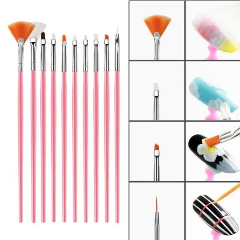Kit 15 Pincéis Decoração Unhas Nail Art Pincel Profissional