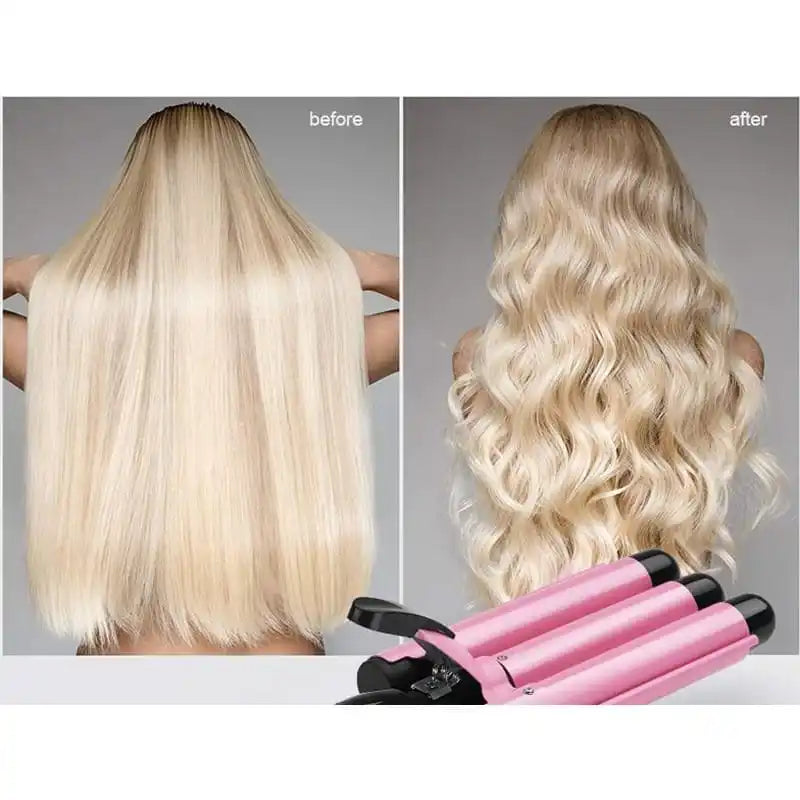 Chapinha Triondas Ondulador Formador Triplo 22mm Modelador de Cachos Onda Cabelo Cerâmica 200°C