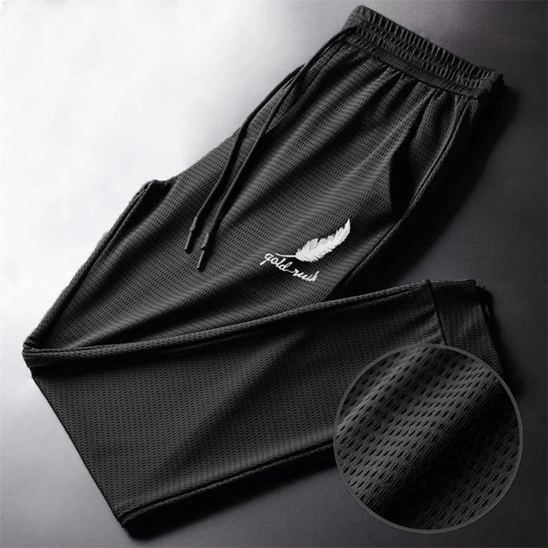 Calça Atlética Amarrada no Tornozelo Respirável Masculina, Calças Leves, Caminhada, Corrida, Treino, Ginásio, Moda