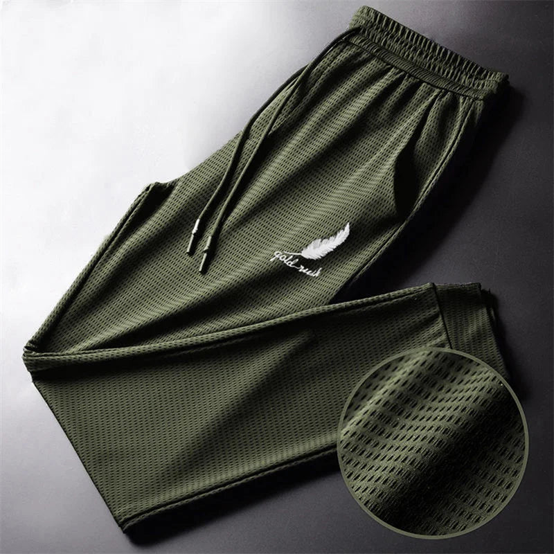 Calça Atlética Amarrada no Tornozelo Respirável Masculina, Calças Leves, Caminhada, Corrida, Treino, Ginásio, Moda