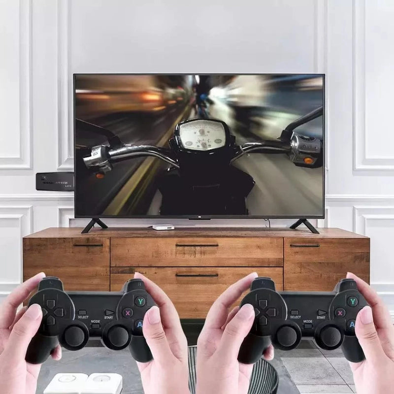 Videogame Stick 10mil 2 Controles Sem Fio Console Original Portatil Jogos Retro Antigo