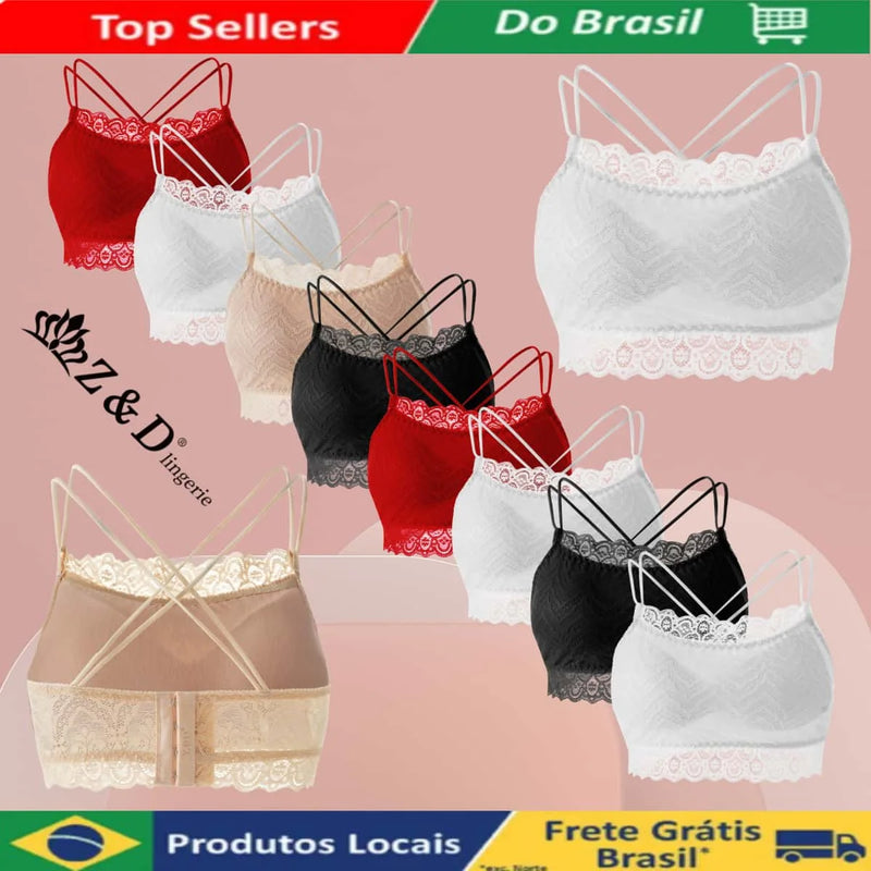 Z&D Lingerie Top De Renda Alças Larga Com Bojo 6907