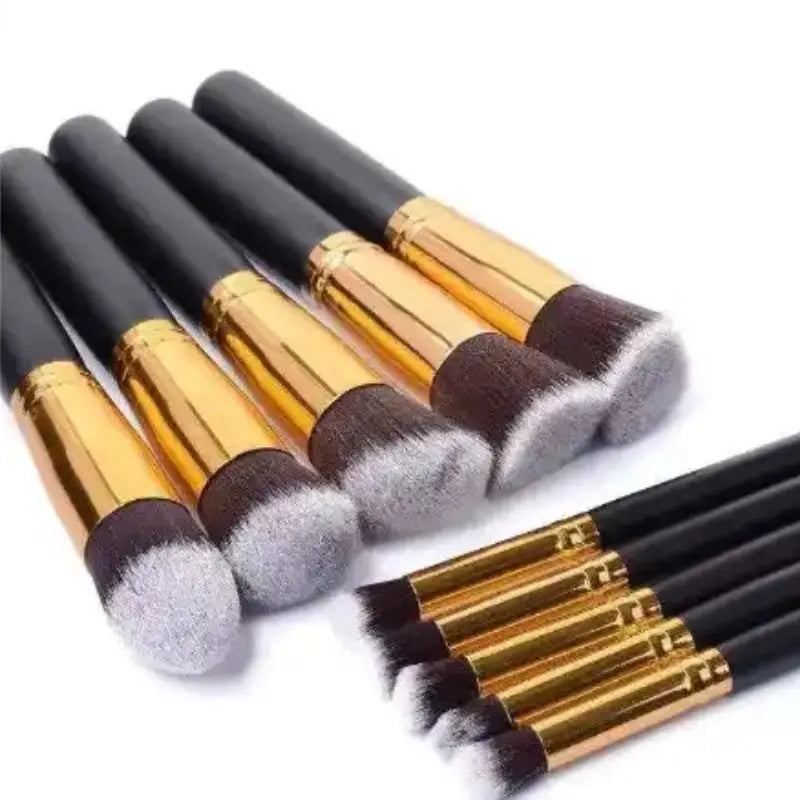 Kit 10 pincel de maquiagem preta Pinceis esfumar contorno Kabuki profissional PRONTO ENTREGA