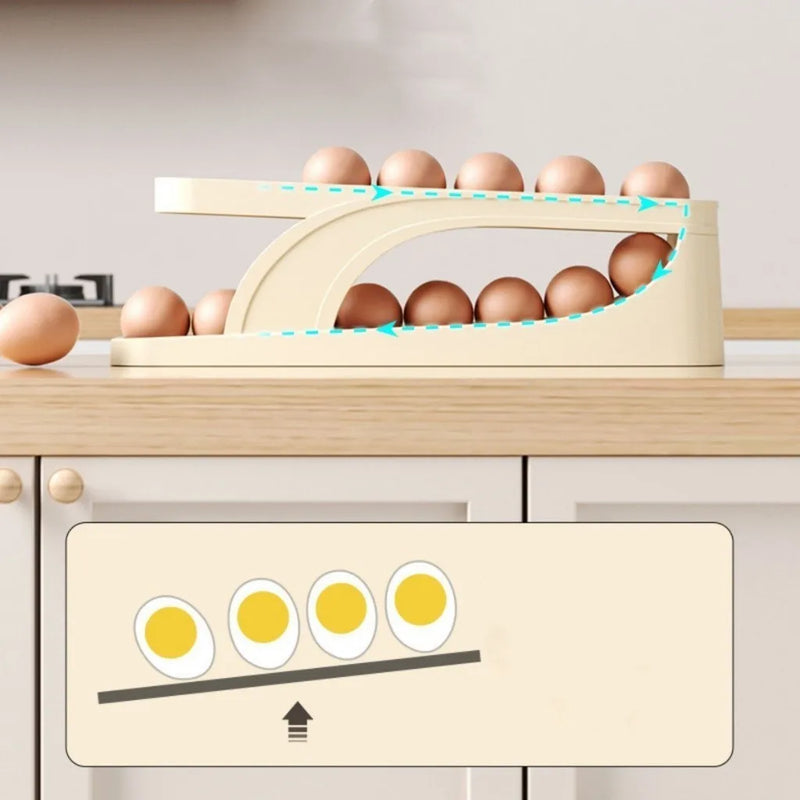 Dispenser Automático De Ovos 2 Andares Para Refrigerador Bancada Organizador de Cozinha