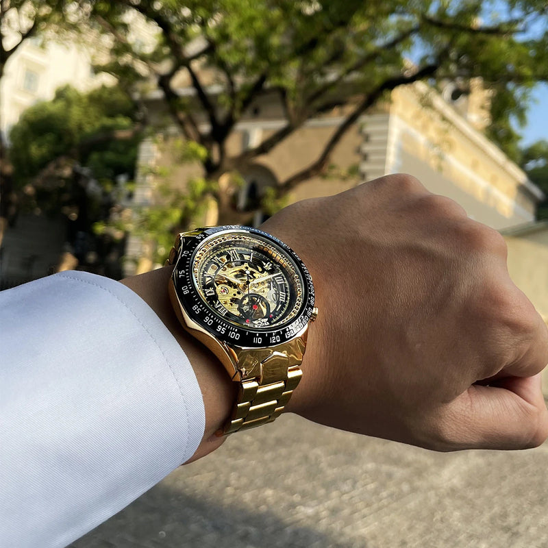 Vencedor mecânico esporte design moldura relógio de moda dos homens relógios topo marca luxo montre homme relógio masculino esqueleto automático