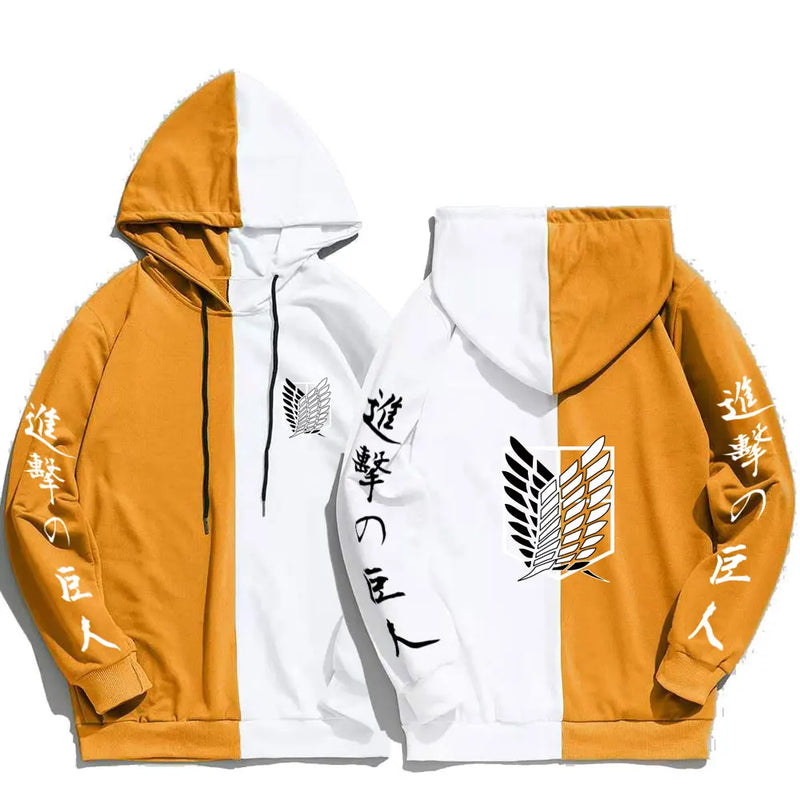 2025 japão anime ataque em titã impressão moletom com capuz masculino retalhos roupas finas hip hop streetwear topos