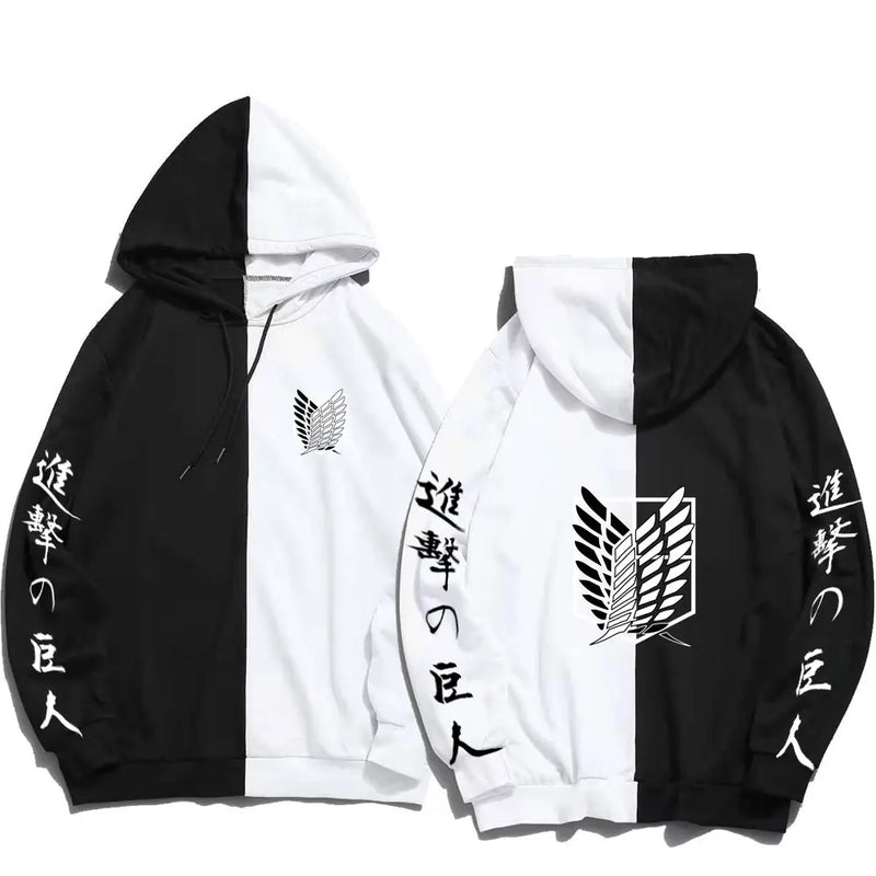 2025 japão anime ataque em titã impressão moletom com capuz masculino retalhos roupas finas hip hop streetwear topos