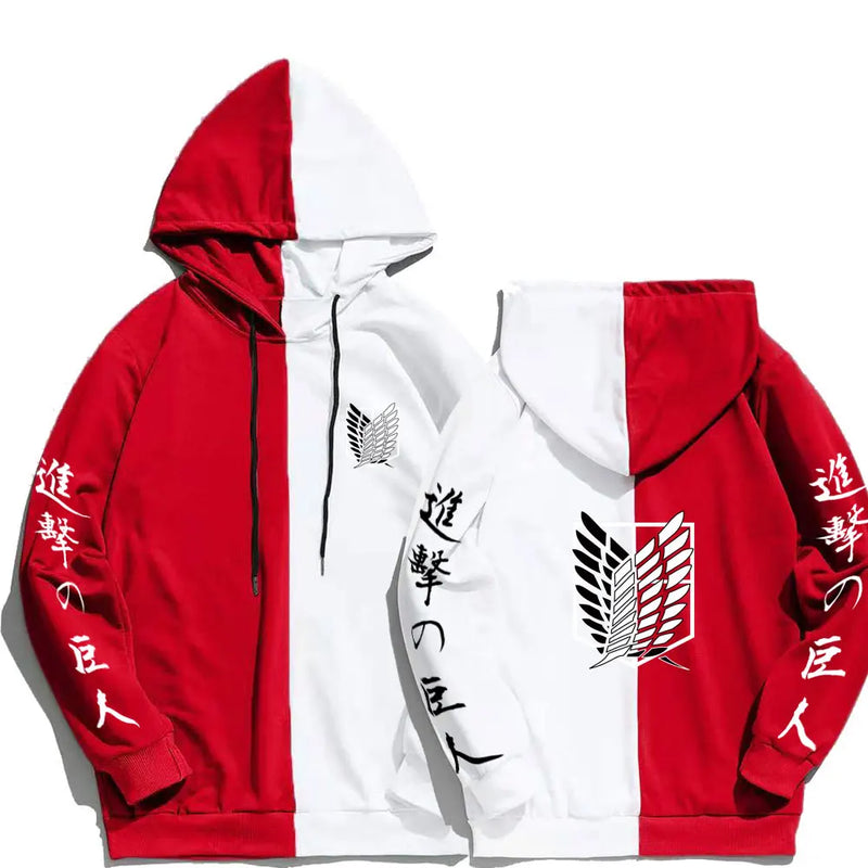 2025 japão anime ataque em titã impressão moletom com capuz masculino retalhos roupas finas hip hop streetwear topos