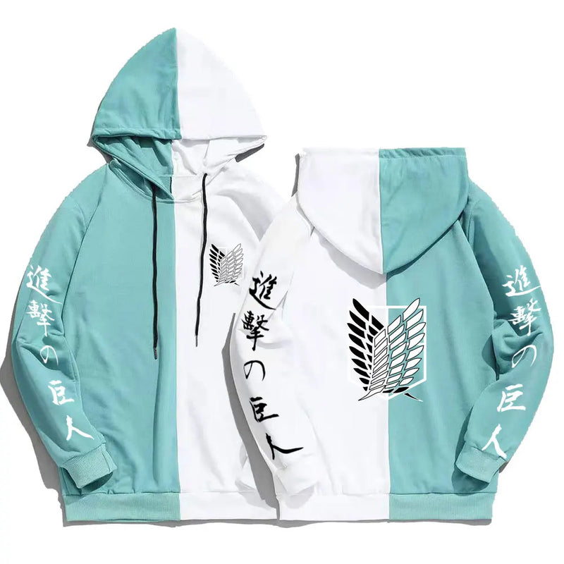 2025 japão anime ataque em titã impressão moletom com capuz masculino retalhos roupas finas hip hop streetwear topos