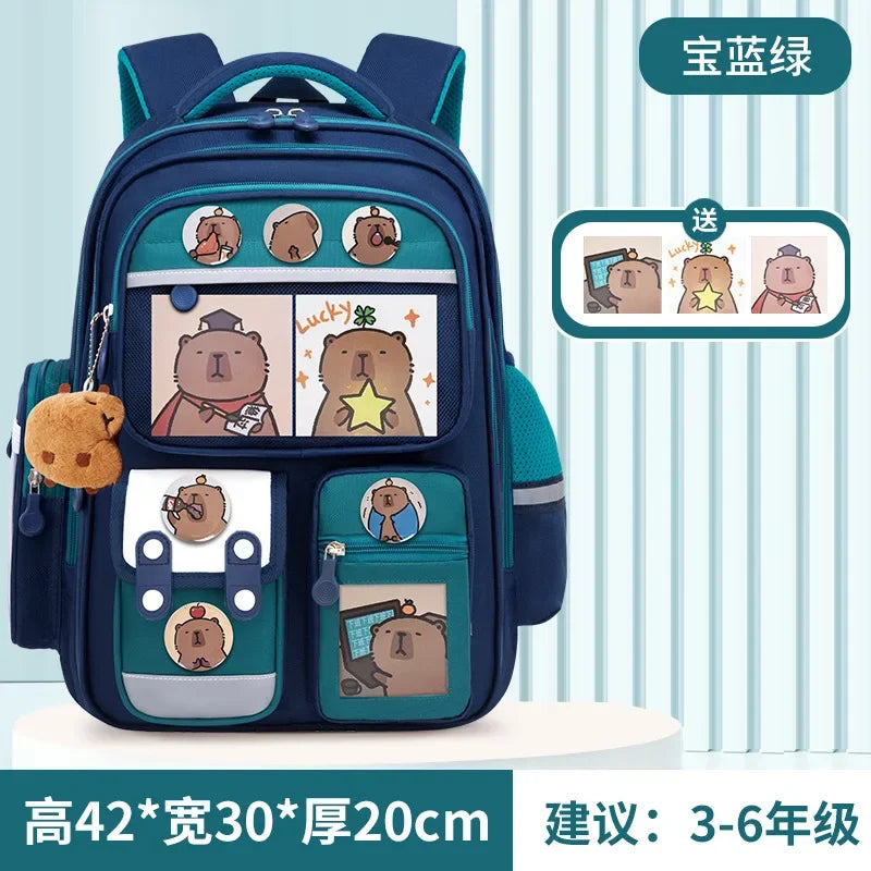 Mochila escolar de estudante Capibara, mochila infantil de grande capacidade. Bolsas para livros de volta às aulas para meninos e meninas