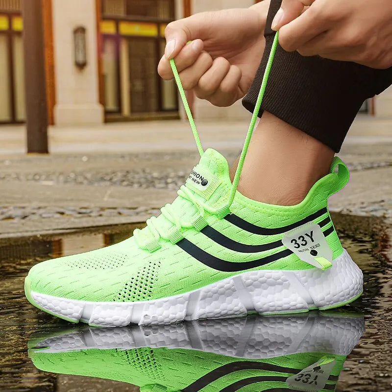 Homens Casual Sport Shoes Respirável leve Sneakers Outdoor Mesh Preto Running Shoes Athletic Jogging Tenis Walking Shoes