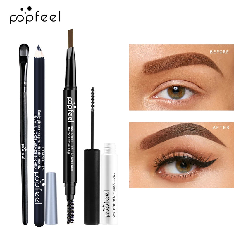 Conjunto de maquiagem Popfeel-Eye para mulheres, paleta de sombras, delineador, rímel, lápis de sobrancelha, maquiagem Tool Box, presentes