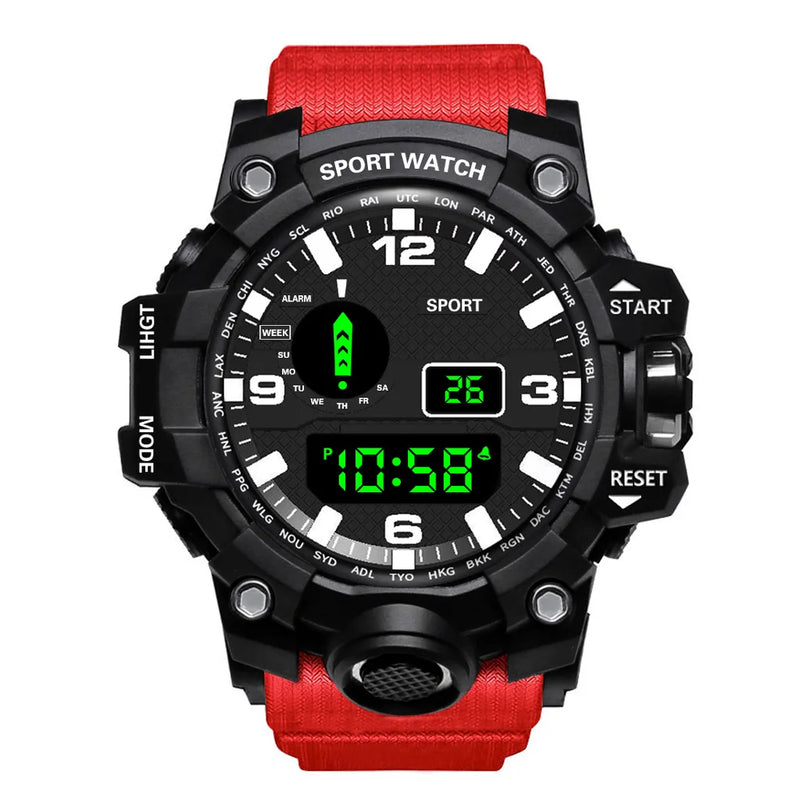 Moda masculina relógio de pulso eletrônico esportivo grande mostrador multifuncional à prova dwaterproof água alarme luminoso crianças relógio militar masculino