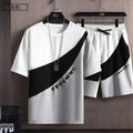 Verão t camisas para roupas masculinas casual gradiente conjunto tshirt verão correndo de duas peças oversize ginásio esporte calças curtas