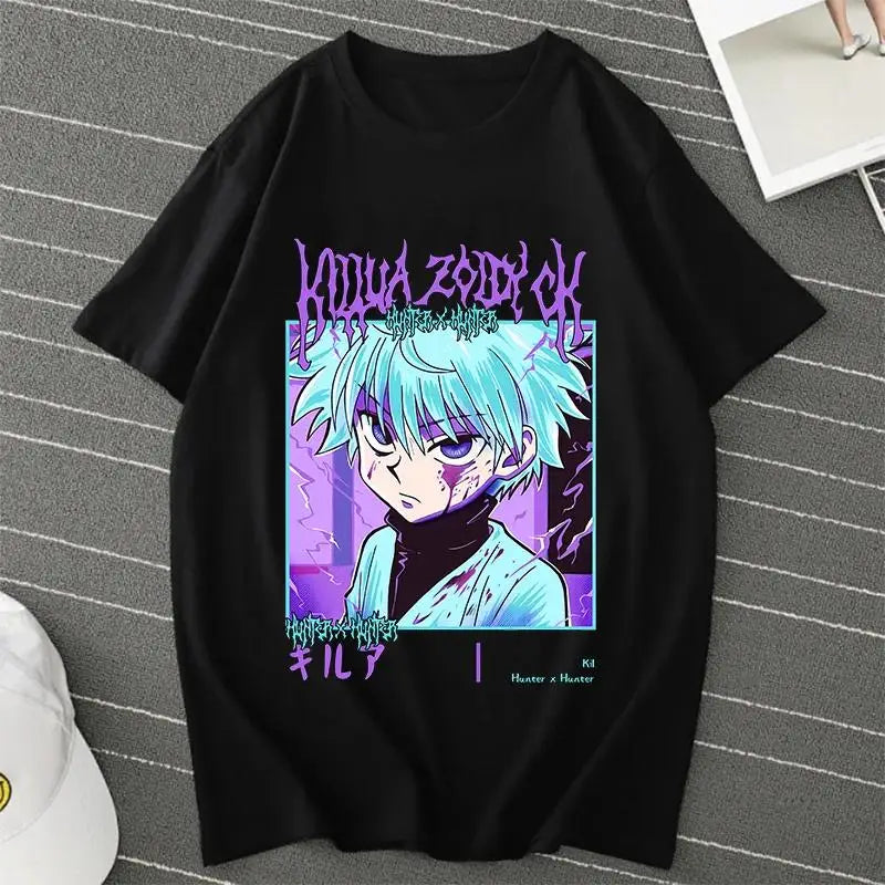 Anime caçador x caçador killua zoldyck t camisa das mulheres dos homens moda casual harajuku manga curta tripulação pescoço plus size unisex t camisa