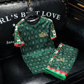 Estação europa luz luxo high-end terno de verão masculino moda europeia impresso shorts de manga curta esportes casual conjunto de duas peças
