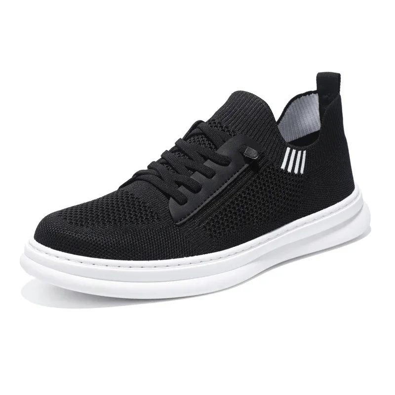 Sapatos casuais masculinos leves respiráveis sapatos brancos planos com cadarço tênis de skate masculino
