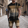 Verão novos conjuntos de listra de roupas esportivas masculinas de manga curta camiseta terno shorts de grandes dimensões esportes roupa de duas peças roupas masculinas topos