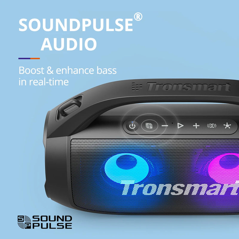 Caixa de soml! Alto-falante portátil poderoso Tronsmart Bang SE com Bluetooth 5.3, alça portátil, 24 horas de reprodução, para festa,