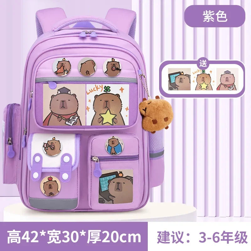 Mochila escolar de estudante Capibara, mochila infantil de grande capacidade. Bolsas para livros de volta às aulas para meninos e meninas